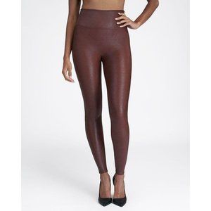 bronze SPANX leggings faux leather S